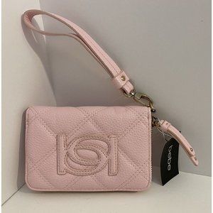 Bebe Quilted Wristlet Purse Baby Pink Zip Around Closure NWT